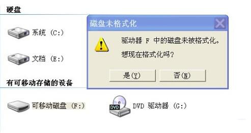 提示是否格式化 提示是否格式化